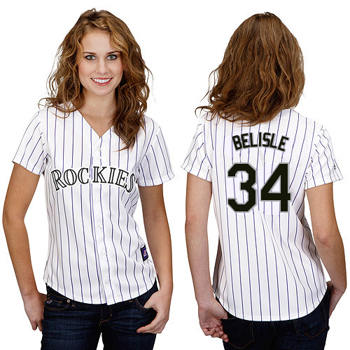 Matt Belisle #34 mlb Jersey-Colorado Rockies Women's Authentic Home White Cool Base Baseball Jersey